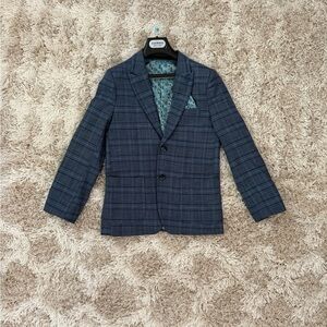Isaac Mizrahi Navy Checkered Blazer